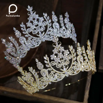 Luxusné kráľovskej Koruny Výška 8cm Crystal Headdress Saudskej Arabská Nevesta Svadobné Doplnky Prom CZ Sk a Tiaras Pre Ženy