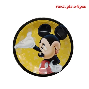 Mickey Mouse narodeninovej party papier Jednorázový riad, nastavený pre Dieťa krst party dekorácie papier koláč tanier pohár chlapčeka prospech