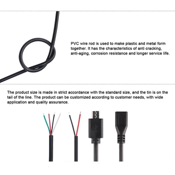 Micro USB 2.0 Samica samec Jack Konektor nabíjania kábel 4 kolík 2 Kolík 4 Drôtu Údaje Nabíjanie Kábel DIY pre Android rozhranie