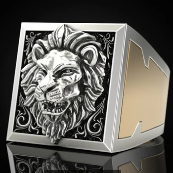 Milangirl Tajné Dvojvrstvové Kráľovstvo Lion King Krúžok pre Mužov, Hip Hop Štýl Strana Šperky Viking Krúžky Príslušenstvo