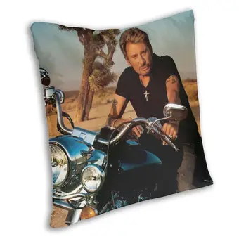 Motocykel Johnny Hallyday Vankúš 45x45 Domova 3D Tlač francúzsky Spevák Rock Hodiť Vankúš pre Obývacia Izba Dvojlôžková Strane