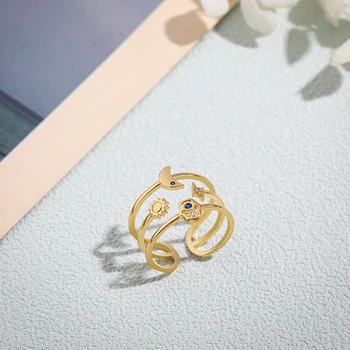 Móda Kolo Yin Yang Pripraviť Cubic Zirconia Kameň Zlaté Prstene pre Ženy Vintage Zlé Oči Prst Prsteň, Šperky Darček