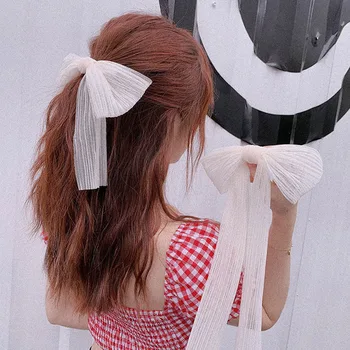 Móda Veľký Luk Vlásenky Roztomilé Biele Barrette Vlasy Klip Ženy, Dievčatá BB spona do vlasov kórejský Nadrozmerná Kvetinové Doplnky do Vlasov Hairband
