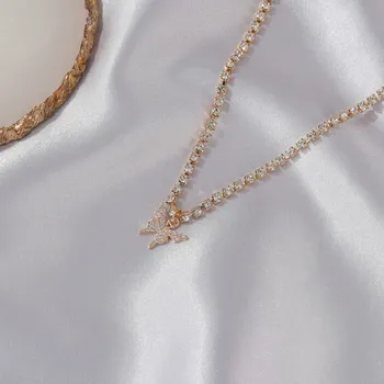 Módne jednoduché vintage zirkón prívesok motýľ náhrdelník pre ženy kpop vyhlásenie harajuku príslušenstvo krku reťaze ženy šperky