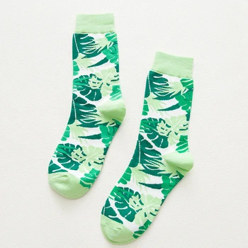 Módny Štýl Ponožky Listy Zelené Monstera Krátke Vzor Zábavné Bavlnené Ponožky Ženy Zimné Mužov Unisex Rastlín Krátke Ponožky Žena