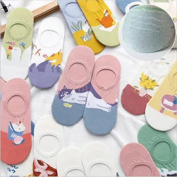 Nové Letné Tenké Loď Ponožky Žena Japonskej In Trend Roztomilý Kreslený Neviditeľné Ponožky, Silikónové, ktoré nespadajú s Študenta Ponožky Ponožky