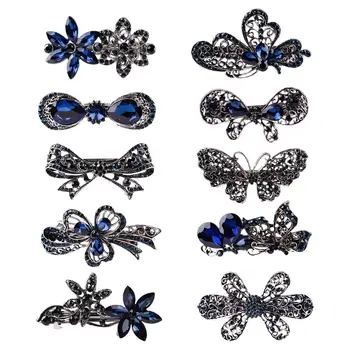 Nové Módne Motýľ Bowknot Vlasy Klip, Modrá Drahokamu Kvet Vlásenky Rôznych Štýl Barrette Retro Pokrývku Hlavy Ženy Šperky