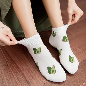 Nové Módne Ženy Bavlna Cartoon Ovocie Členkové Ponožky Letné Japonské Avokádo Roztomilý Loď Ponožky Bežné Mäkké Dievčatá Krátke Ponožky