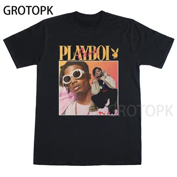 Nové Playboi Carti tričko T-shirt hypebeast vintage 90. rokov rap, hip hop tričká Módny Dizajn Bežné Tričko Topy Lumbálna Mužov Oblečenie