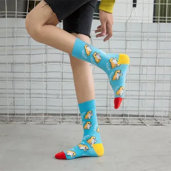 Pánske Farebné Bežné Ponožky Happy a Vtipné Ponožiek 1 Pár Vytlačené Unisex Móda Muž Sox Česanej Bavlny Zvierat Veľkoobchod Ponožky