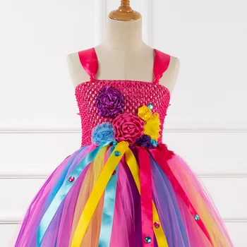 Rainbow Candy Šaty Dievčatá Sladký Kostým Karneval Narodeniny Deti Morská Víla Kvet Tutu Šaty Kvetinový Hlavový Most Roztomilý Nóbl Oblečenie