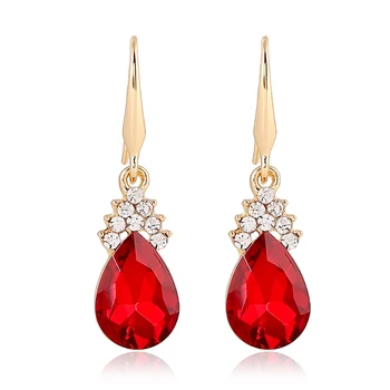 Red Crystal Drahokamu Kvapôčky Vody Náhrdelníky Náušnice pre Ženy, Módne, Elegantné Šperky Set Crystal Prívesok Náhrdelník+Náušnice