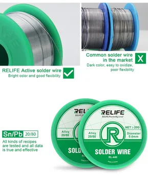 RELIFE Rl-440 Teplota Média Aktívne Tin Zváranie Nástroj 0,3 mm 0,4 mm 0,5 mm 0.6 mm 183℃ Spájky Obsahujúce Drôt Kolofónie Core Č-čistá