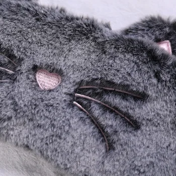 Roztomilé plyšové Grey Cat Očná Maska na Spanie Maska, Očný Tieň, Kryt na Zakrytie Eyeshade Eyepatch Vhodný pre Cestovanie Domov Darček