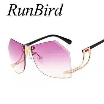 Runbird Jedinečný Nadrozmerné Okuliare Ženy Rimlesss Značky Dizajnér Elegantná Dáma, Žena Originálne dizajnérske Gradient Okuliare 765R