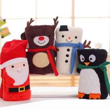 Santa Claus/Los/Snehuliak/Penguin Cartoon Coral Fleece Deka Roll Klimatizácia Deka Narodeninám Darčeky, Vianočné Decoraion