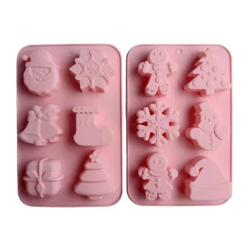 Silikónové Tortu Formy 6 Aj Vianoce Série Ručné Silikónové Mydlo Formy DIY Pečenie Nástroj Cake Dekorácie