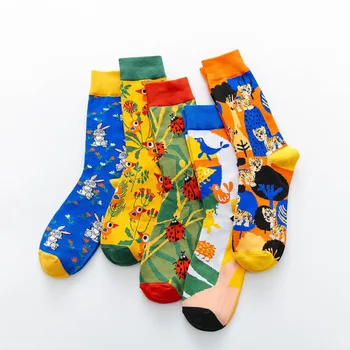 Streetwear Roztomilý Zvierat Kawaii Ponožky Ženy Muži Chrobák Vtákov Králik Tiger Cartoon Ponožky Mäkké Bavlnené Krátke Vtipné Harajuku Ponožky