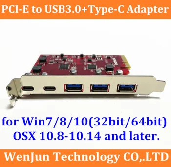Super Rýchlosť Mac Pro 3*USB 3.0 +2*typ-C PCI-E X4 Rozšírenie Karty Adaptéra Pre MAC PRO OSX 10.8-10.15.3 /Windows/ MACPRO 3.1-5.1