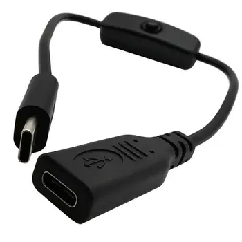 USB 2.0 Typu C Samec Samica USB-C Predlžovací Kábel S ON/OFF vypínač 3A 22AWG 30V Kábel