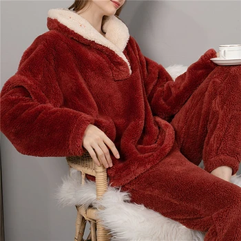 V Zime Teplé Nežnej Fialovej Pajama Sada Pre Ženy Domov Satin Sleepwear Módne Pohodlné Luxusné Hodvábne Mäkký Odev