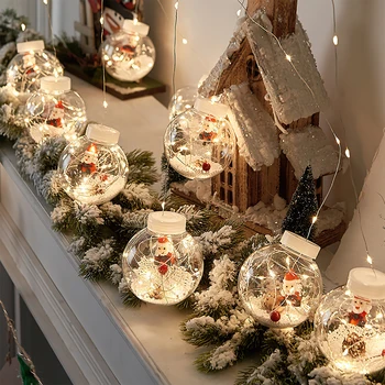 Vianočné Dekorácie Led Svetlá String Lampa Snehuliak Santa Claus Loptu Svetlo Domov Okno Festival Ornament, Vianoce, Nový Rok Dekor
