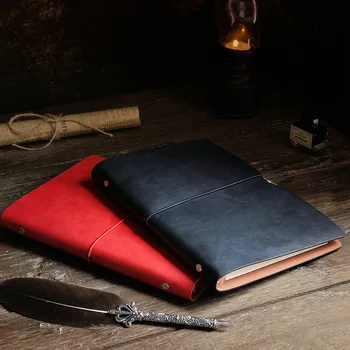 Vintage Notebook poznámkový blok Mäkké Kožené Binder Faux Kožené Denník A6 Prázdne Kraft Papier Ručne písaná Kniha Notebooky Plánovač
