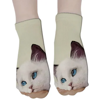 Vtipné Mačku Ponožka 3D Cat Vytlačené Anklet Ponožky Nízky Rez Športové Ponožka Roztomilý Zvieratá Ponožky Jar Jeseň Domov Poschodí Ponožky Dievčatá Vianoce