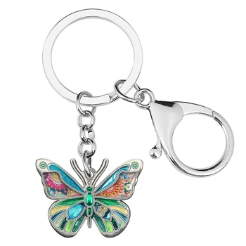 WEVENI Smalt Zliatiny Kvetinový Krídel Hmyzu Motýľ Keychains Módna Taška Kabelku Kľúč Reťazca Krúžok Šperky Pre Ženy, Dievča Teens Dary