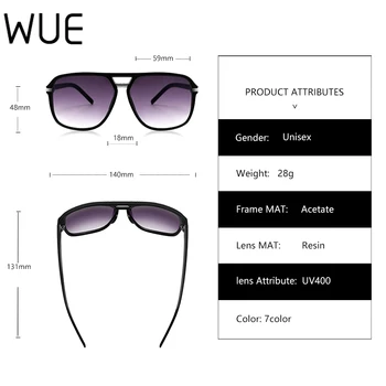 WUE 2021 Módne Mužov Cool Námestie Štýl Gradient slnečné Okuliare Jazdy Vintage Dizajn Značky Lacné Slnečné Okuliare Oculos De Sol