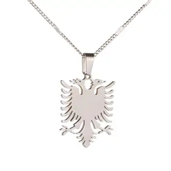Z Nehrdzavejúcej Ocele Albánsko Eagle Prívesok Náhrdelníky Etnických Ženy Muži Kúzlo Šperky