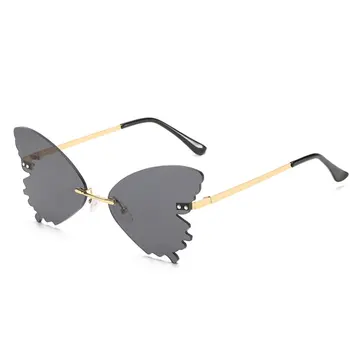 Značka Dizajnér Slnečné Okuliare Ženy Bez Obrúčok Jasné Tichom Šošovky, Slnečné Okuliare Retro Tvar Motýľ Oculos Lunette De Soleil Femme