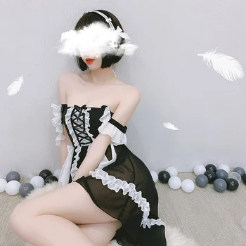 Ženy Čipky Nightdress Bowknot Bielizeň Nastaviť Kawaii Slúžka Oblečenie Japonský Slúžku, Cosplay Kostýmy, Sexy Spodná Bielizeň, Školskú Uniformu