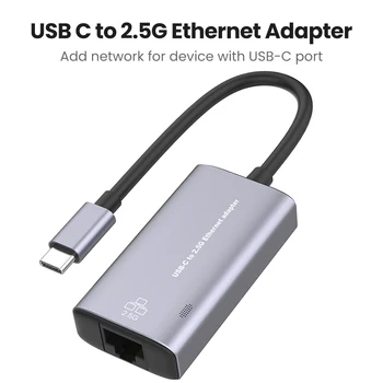 Káblové 2500M USB C 2,5 G Externé Sieťové Karty Kábel Typu C Na RJ45 Prevodník Ethernet Lan Adaptér Rozbočovač pre MacBook Pro Notebook PC