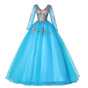 Luxusné Princezná Plesové Šaty, Quinceanera Šaty 2021 Sladké 15 Strán Sprievod Výšivky Tylu V Krku Korzet Zákazku Real Foto