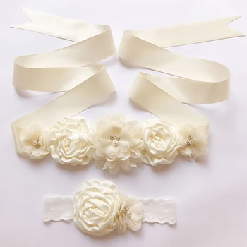 Svadobné pás ručné kvet hodvábnej kvet pás korálkové pearl nášivka svadobné pás svadobných doplnkov